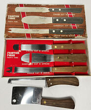 Vtg Frontier Forge Party Time Kitchen Snack Knives Set Of 3 + Cleaver & Cutter picture
