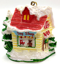 Vintage Russ Berrie TOY SHOP Small Town Village House Christmas Ornament 1990s  picture