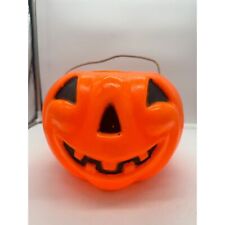 Vintage Orange Plastic Pumpkin Jack O Lantern Halloween Bucket picture