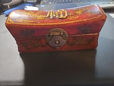 vintage trinket chinese box, with metal lock & handles picture