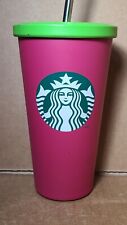Starbucks 2014 Mermaid Watermelon 16oz Stainless Cold Cup Tumbler w/Metal Straw picture