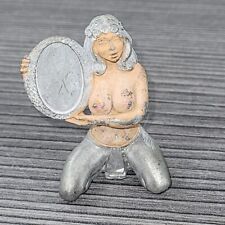 Vintage miniature LEAD figure: NUDE WOMAN holding a mirror 1 3/8