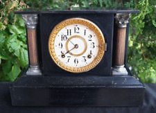 Antique 1890 - 1905 Ansonia CAST IRON Mantle Clock - WORKS - See Video - Pillars picture