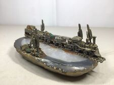 Hand Crafted Mineral Art Railroad Scene on Polished Geode picture