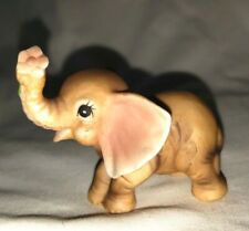Vintage Elephant with Flower Figurine Artist George Good ~ Good Luck Trunk Up   picture