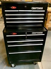 Vintage Sears Craftsman Mechanic's Black Metal Toolbox 10-Drawer Chest MINT. picture