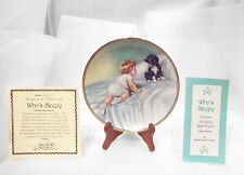 WHO’S SLEEPY Porcelain Plate Best Friends Boy & Puppy Dog Bessie Gutmann COA picture