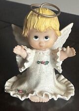 Vintage Enesco Morehead Holly Baby Angel Figurine Outstretched Arms picture