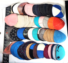 Lot Of 55 Jewish Kippah Yarmulke Knitted Suede Fabric Judaica  picture