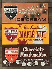 (3) VTG All Star Dairy Ice Cream Signs BLACK LIGHT Poster 1960s ORIG Advertising picture