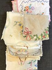 VTG CUTTER Lot of 21 Embroidered Linens Table Cloth Runner Pillow & Place Mats picture