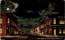 Vintage Postcard View Main Street at Night Neenah Wisconsin WI c.1907-1915  Q253 picture