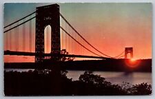 Postcard Sunset Silhouettes George Washington Bridge over Hudson River  G 1 picture