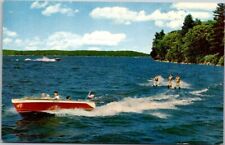 Gun Lake Michigan 1962 Water Skiing Vintage Chrome Postcard B14 picture