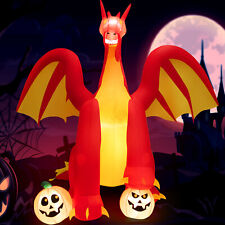10 FT Inflatable Outdoor Halloween Decor Giant Animated Fire Dragon w/Lights picture