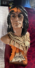 Antique Hiawatha (Hiawata) Plaster Chalkware Cigar Store Figurine Bust See Pics picture
