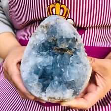 4.48LB  Natural Beautiful Blue Celestite Crysta Geode Cave Mineral Specimen picture