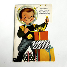 Vintage Astronaut Boy American Greetings Mother's Day Card Die Cut, Signed picture