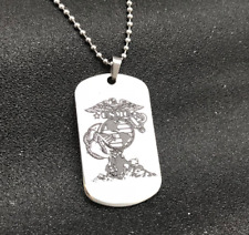 United States Marine Corp Double Sided Psalm 23:4 Dog Tag Necklace picture