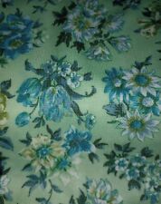 VTG 60's/70's Knit Polyester Fabric Spring Green/Blue Floral 1.38 Yards picture
