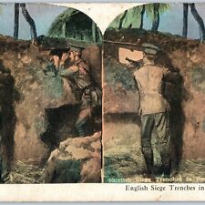 c1910s WWI Aisne, France Trench English Siege Stereoview Army Gun Military V34 picture