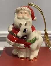 LENOX Rudolph with Santa Porcelain Christmas 2004 Annual Ornament Hand Crafted picture