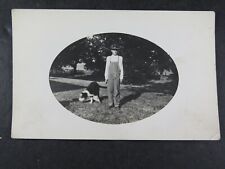 Antique Postcard RPPC Man With Dog Bibs Frank Wetzel Signed B1790 picture