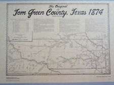 Tom Green County Texas Map as the County was in 1874 picture
