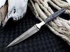 Boot Dagger Double Edge Damascus knife Fixed Blade Full Tang Vintage Knife USA picture