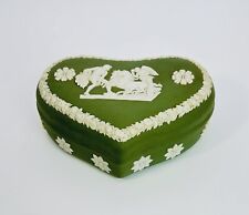 VTG Wedgwood Jasperware Sage Green Heart Trinket Jewelry box Collectible England picture