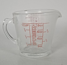 VINTAGE PYREX 508 A-9 8 oz/250 ml Measuring Cup D-Handle 1-Cup Red Lettering USA picture