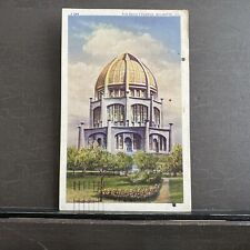 Baha'i Temple Wilmette Illinois Antique Vintage Linen Postcard 1937 Postmark picture