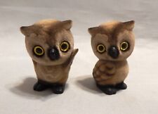 Vintage Josef Originals George Good Pair of Owls Flocked Figurines picture