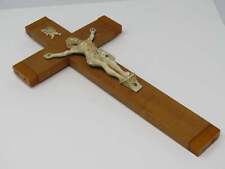 Vintage Wall Crucifix Bakelite Edges Wood Body 10