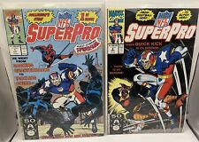 NFL Super Pro #1 &2 1991 Marvel Comics Guest Starring Spider-Man Vintage picture