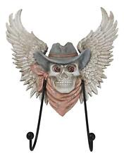 Rustic Western Cow Skull With Horns And Angel Wings Wall Double Hooks Sculpture picture