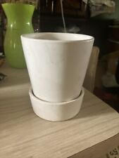 Vintage USA Ceramic Orchid Pot with Attached Underplate 5” Opening picture