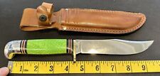 Western USA L36 RARE GREEN SHARK PATTERN Game Hunting Knife w/case FANTASTIC picture