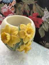 Vintage Signed  Jonquil Daffodil Vase Votive Candle Holder 3.5 Yellow Flowers picture