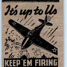c1940s Cedar Rapids, IA Podzimek WW2 Airplane Keep Em Firing Matchbook Cover C36 picture
