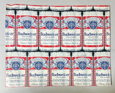 Vintage Flat Fold Gift Wrap Budweiser Beer Can Wrapping Paper 1 pc 30