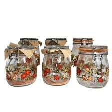 6 Vintage Arc Spice Of Life Glass Canister Jar Set Tomato Mushroom Garlic France picture