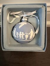 Wedgwood Icon Blue Jasperware White Relief Christmas Tree Holiday Ornament picture