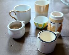 Vintage Lot of 6 Miniature Pottery Cups and Mugs Flaws picture