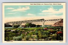 Liberal KS-Kansas , Rock Island Bridge Over Cimarron River, Vintage Postcard picture