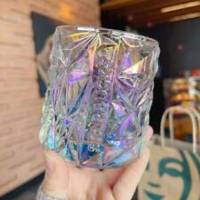 New Starbucks Golden Autumn Tricolor Gradient Diamond Laser Cut Glass Mug Gift picture