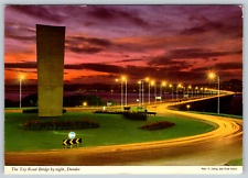c1970s Tay Road Bridge Night View Dundee Vintage Postcard picture
