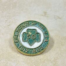 Vintage Girls Scouts USA 1912-1962 50th Anniversary Pin Hat Trefoil Lapel Medal picture