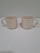 Pair Starbucks Mugs Stackable White Diamond Pattern Matte Finish picture