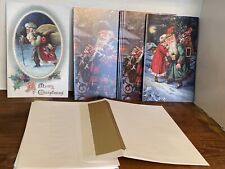 Vintage Lot Of 9 Christmas Glitter Santa Holiday Cards Old World Christmas New picture